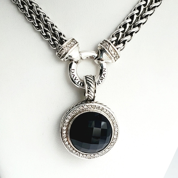 David Yurman Cerise 18mm Black Onyx and Diamond Pendant - Picture 4 of 6